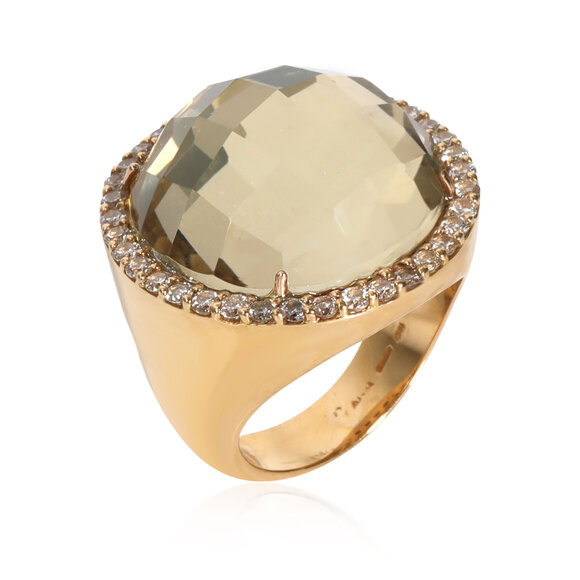 Roberto Coin Quartz Diamond Doublet Ring in 18K Yellow Gold 0.95 ctw - Picture 3 of 4